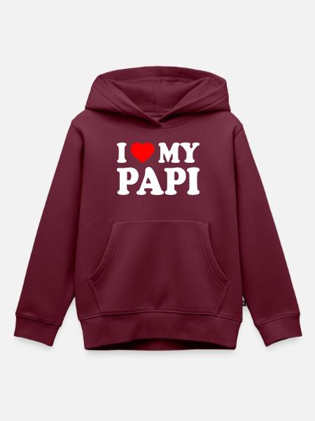 I love my papi - Kinder Premium Organic Hoodie - Burgunderrot
