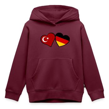 Die türkisch deutsche Partnerschaft - Kinder Premium Organic Hoodie - Burgunderrot - Vorne - AI Model Kid Female (0cm)