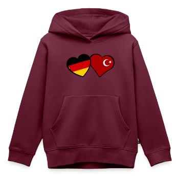 Die deutsch türkische Partnerschaft - Kinder Premium Organic Hoodie - Burgunderrot - Vorne - AI Model Kid Female (0cm)