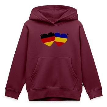 Rumänien Deutschland Partnerschaft - Kinder Premium Organic Hoodie - Burgunderrot - Vorne - AI Model Kid Female (0cm)