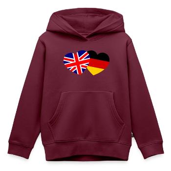 Die britisch deutsche Partnerschaft - Kinder Premium Organic Hoodie - Burgunderrot - Vorne - AI Model Kid Female (0cm)
