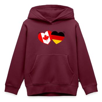 Die deutsch kanadische Partnerschaft - Kinder Premium Organic Hoodie - Burgunderrot - Vorne - AI Model Kid Female (0cm)