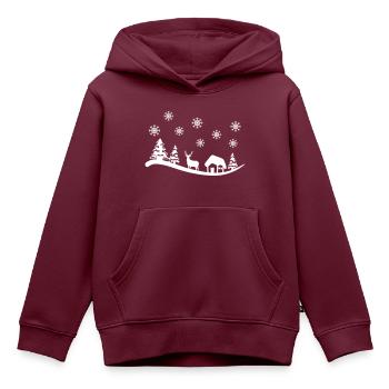 Winter, Weihnachten - Kinder Premium Organic Hoodie - Burgunderrot - Vorne - AI Model Kid Female (0cm)