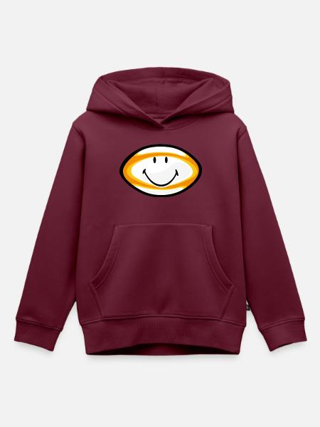Smiley Rugby Ball - Kinder Premium Organic Hoodie - Burgunderrot