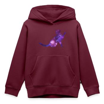 Weltraum Katze - Kinder Premium Organic Hoodie - Burgunderrot - Vorne - AI Model Kid Female (0cm)