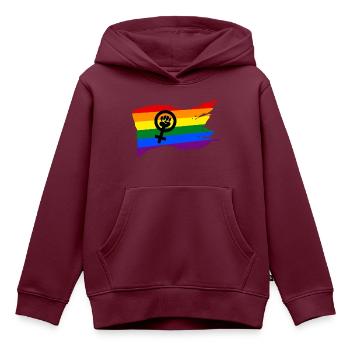 Feministin Emanzipation Frauenbewegung Geschenk - Kinder Premium Organic Hoodie - Burgunderrot - Vorne - AI Model Kid Female (0cm)