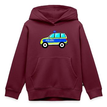 Polizeiauto, Polizei, deutsche Polizei, Blaulicht - Kinder Premium Organic Hoodie - Burgunderrot - Vorne - AI Model Kid Female (0cm)