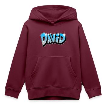 David - Kinder Premium Organic Hoodie - Burgunderrot - Vorne - AI Model Kid Female (0cm)