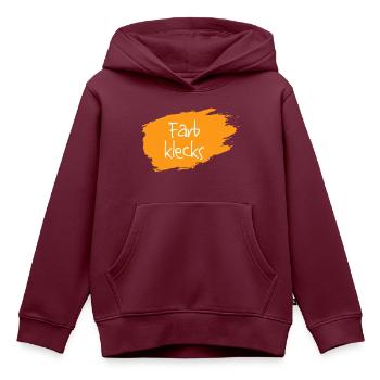 Farbklecks orange - Kinder Premium Organic Hoodie - Burgunderrot - Vorne - AI Model Kid Female (0cm)