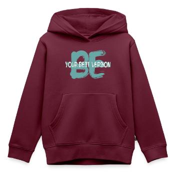 Sei die beste Version von dir selbst - Kinder Premium Organic Hoodie - Burgunderrot - Vorne - AI Model Kid Female (0cm)