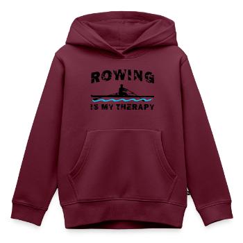 Rudern ist meine Therapie, Rudern, Ruderer - Kinder Premium Organic Hoodie - Burgunderrot - Vorne - AI Model Kid Female (0cm)