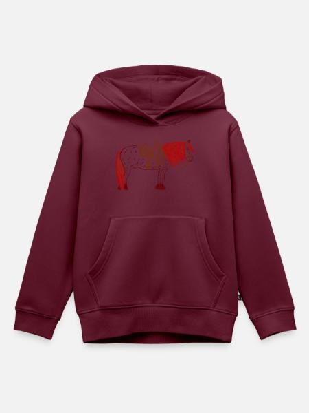 Pferd mit Sattel - Kinder Premium Organic Hoodie - Burgunderrot