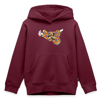 Sizilien Majolika - Kinder Premium Organic Hoodie - Burgunderrot - Vorne - AI Model Kid Female (0cm)