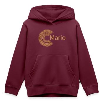 Für Mario - Kinder Premium Organic Hoodie - Burgunderrot - Vorne - AI Model Kid Female (0cm)