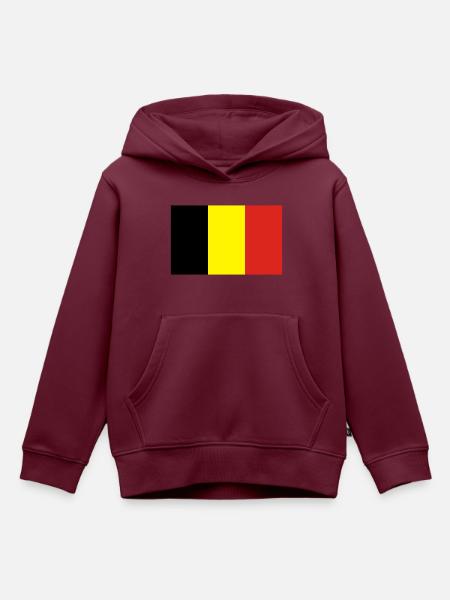 Belgien - Kinder Premium Organic Hoodie - Burgunderrot
