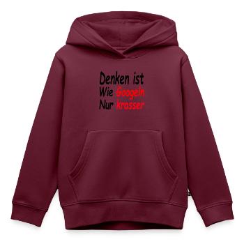 Denken ist wie Googeln Nur krasser - Kinder Premium Organic Hoodie - Burgunderrot - Vorne - AI Model Kid Female (0cm)
