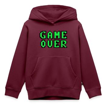Game Over Retrogaming Vintage-Pixel - Kinder Premium Organic Hoodie - Burgunderrot - Vorne - AI Model Kid Female (0cm)