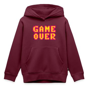 Game Over Retrogaming Vintage Pixel - Kinder Premium Organic Hoodie - Burgunderrot - Vorne - AI Model Kid Female (0cm)