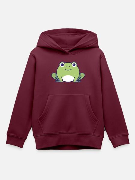 Frosch - Kinder Premium Organic Hoodie - Burgunderrot