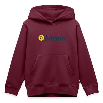 Bitcoin (Bitcoin) - Kinder Premium Organic Hoodie - Burgunderrot - Vorne - AI Model Kid Female (0cm)