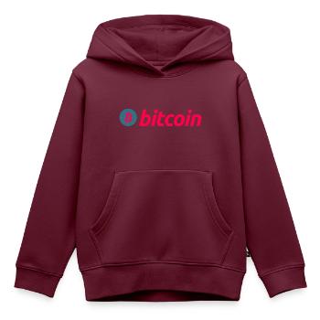 Bitcoin (Bitcoin) - Kinder Premium Organic Hoodie - Burgunderrot - Vorne - AI Model Kid Female (0cm)