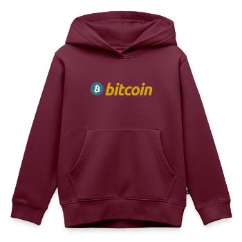 Bitcoin (Bitcoin) - Kinder Premium Organic Hoodie - Burgunderrot - Vorne - AI Model Kid Female (0cm)