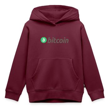 Bitcoin (Bitcoin) - Kinder Premium Organic Hoodie - Burgunderrot - Vorne - AI Model Kid Female (0cm)