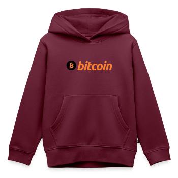 Bitcoin (Bitcoin) - Kinder Premium Organic Hoodie - Burgunderrot - Vorne - AI Model Kid Female (0cm)