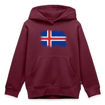 Island Flagge Vintage Isländische Flagge Used Look - Kinder Premium Organic Hoodie - Burgunderrot - Vorne - AI Model Kid Female (0cm)