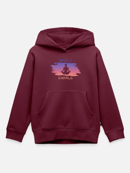 Yoga - Kinder Premium Organic Hoodie - Burgunderrot