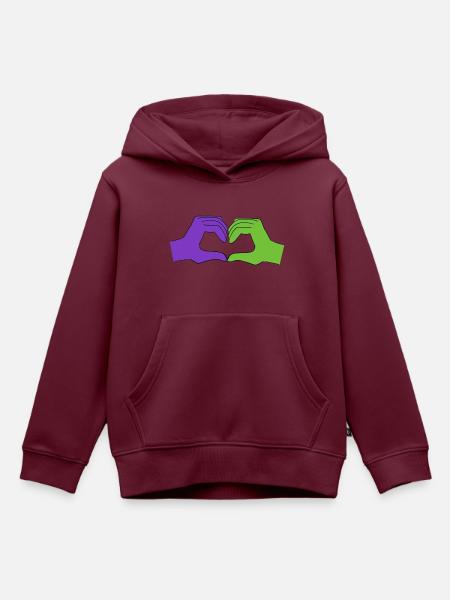 herz lila - Kinder Premium Organic Hoodie - Burgunderrot
