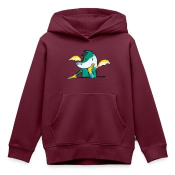 TABALUGA Kleiner Grüner Drache - Kinder Premium Organic Hoodie - Burgunderrot - Vorne - AI Model Kid Female (0cm)