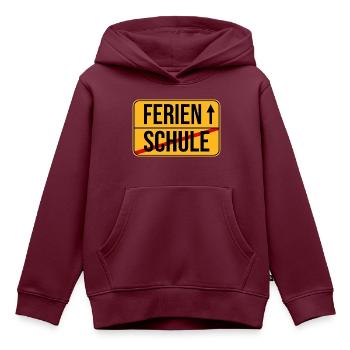 Ortsschild Ferien Schule Sommerferien Urlaub - Kinder Premium Organic Hoodie - Burgunderrot - Vorne - AI Model Kid Female (0cm)