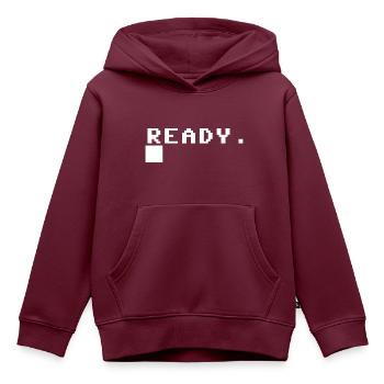 C64 ready - weiss - Kinder Premium Organic Hoodie - Burgunderrot - Vorne - AI Model Kid Female (0cm)