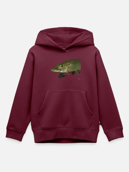 Hecht - Kinder Premium Organic Hoodie - Burgunderrot