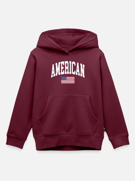 American - Kinder Premium Organic Hoodie - Burgunderrot