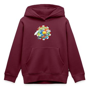 Der kleine Rabe Socke mit kleinen Dachs - Kinder Premium Organic Hoodie - Burgunderrot - Vorne - AI Model Kid Female (0cm)