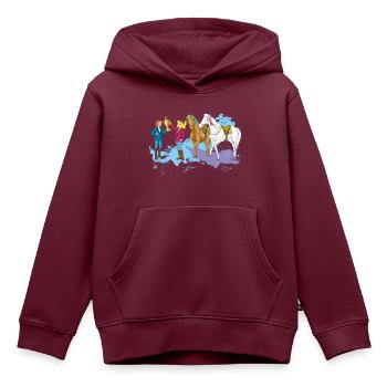 Bibi und Tina 'Pokal und Siegerschleifen' - Kinder Premium Organic Hoodie - Burgunderrot - Vorne - AI Model Kid Female (0cm)