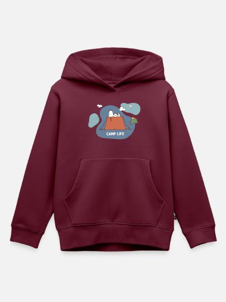 Peanuts Snoopy Camp Life Zelt Camping - Kinder Premium Organic Hoodie - Burgunderrot