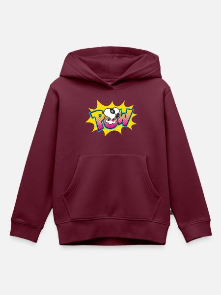 Peanuts Snoopy Pow Superheld Superhero - Kinder Premium Organic Hoodie - Burgunderrot