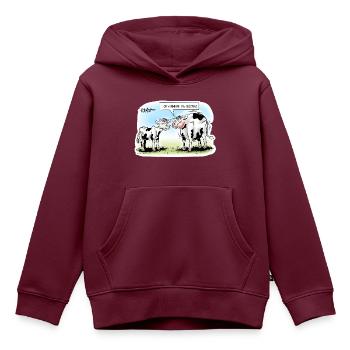 CO2 Kuh - Kinder Premium Organic Hoodie - Burgunderrot - Vorne - AI Model Kid Female (0cm)