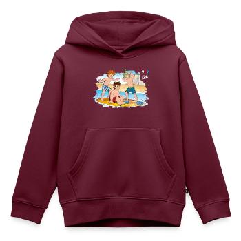 Die Drei ??? Kids Am Strand - Kinder Premium Organic Hoodie - Burgunderrot - Vorne - AI Model Kid Female (0cm)