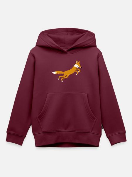 Fuchs springt - Kinder Premium Organic Hoodie - Burgunderrot