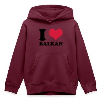 I Love Balkan - Kinder Premium Organic Hoodie - Burgunderrot - Vorne - AI Model Kid Female (0cm)