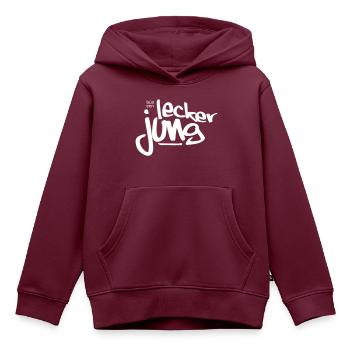 Lecker Jung - Kinder Premium Organic Hoodie - Burgunderrot - Vorne - AI Model Kid Female (0cm)