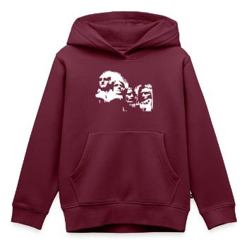 Mount Rushmore (white DDP) - Kinder Premium Organic Hoodie - Burgunderrot - Vorne - AI Model Kid Female (0cm)