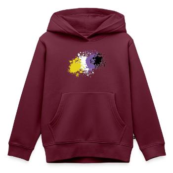 Nicht-Binär Pride Kleckse - Kinder Premium Organic Hoodie - Burgunderrot - Vorne - AI Model Kid Female (0cm)
