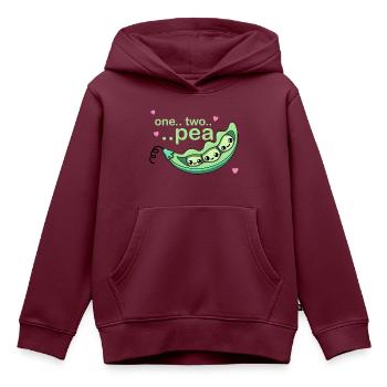 Eins, zwei, Erbse! - Kinder Premium Organic Hoodie - Burgunderrot - Vorne - AI Model Kid Female (0cm)