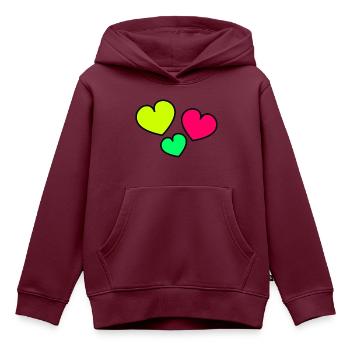 ICH LIEBE DICH. ICH LIEBE DICH. LIEBE. LIEBE. HERZ. - Kinder Premium Organic Hoodie - Burgunderrot - Vorne - AI Model Kid Female (0cm)