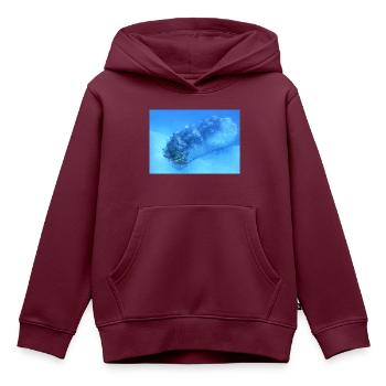 See Walze - Kinder Premium Organic Hoodie - Burgunderrot - Vorne - AI Model Kid Female (0cm)